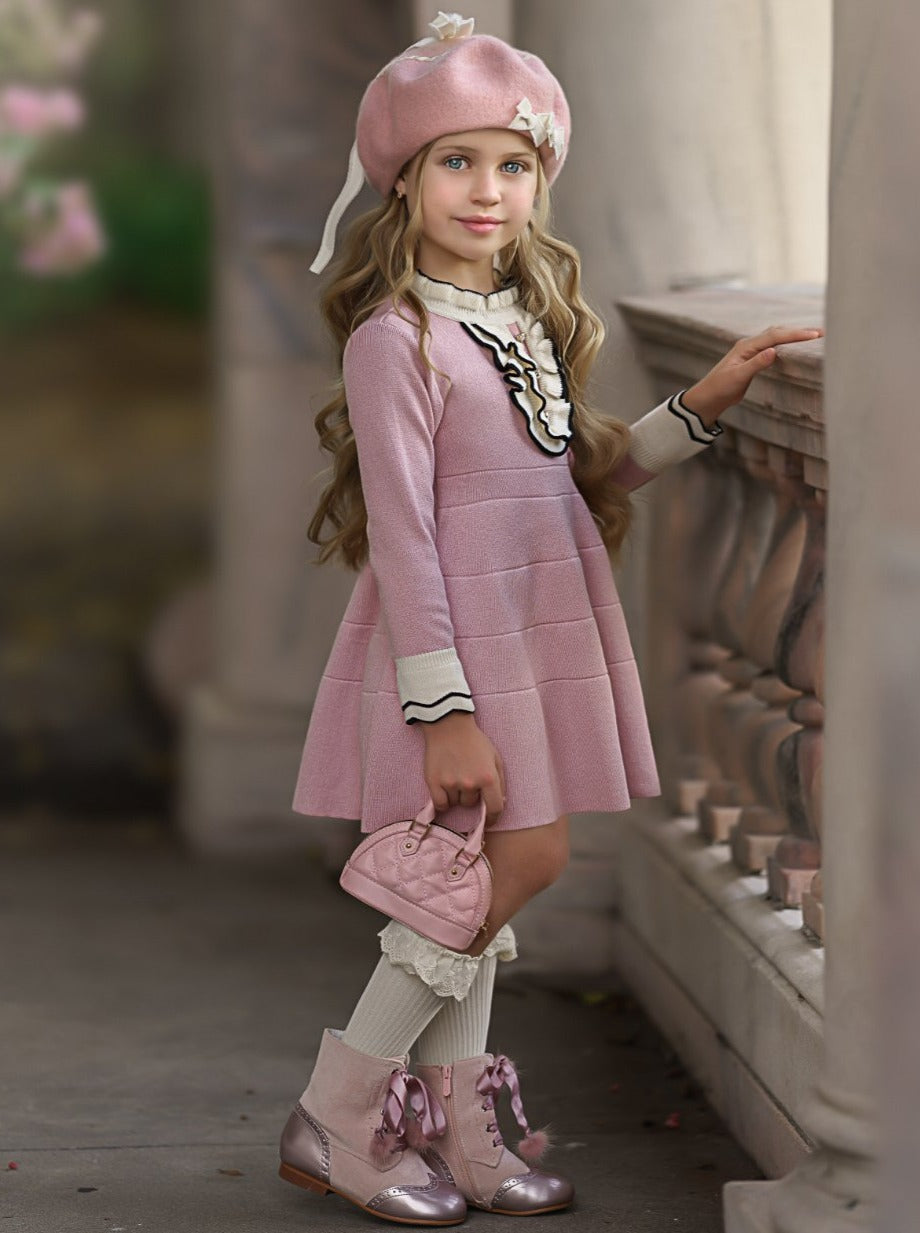 Girls Preppy Chic Clothes | Ruffle Bib Skater Dress | Mia Belle Girls