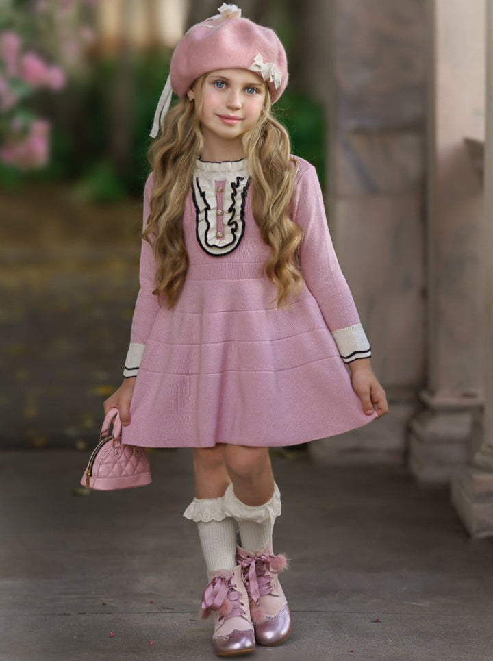 Girls Preppy Chic Clothes | Ruffle Bib Skater Dress | Mia Belle Girls