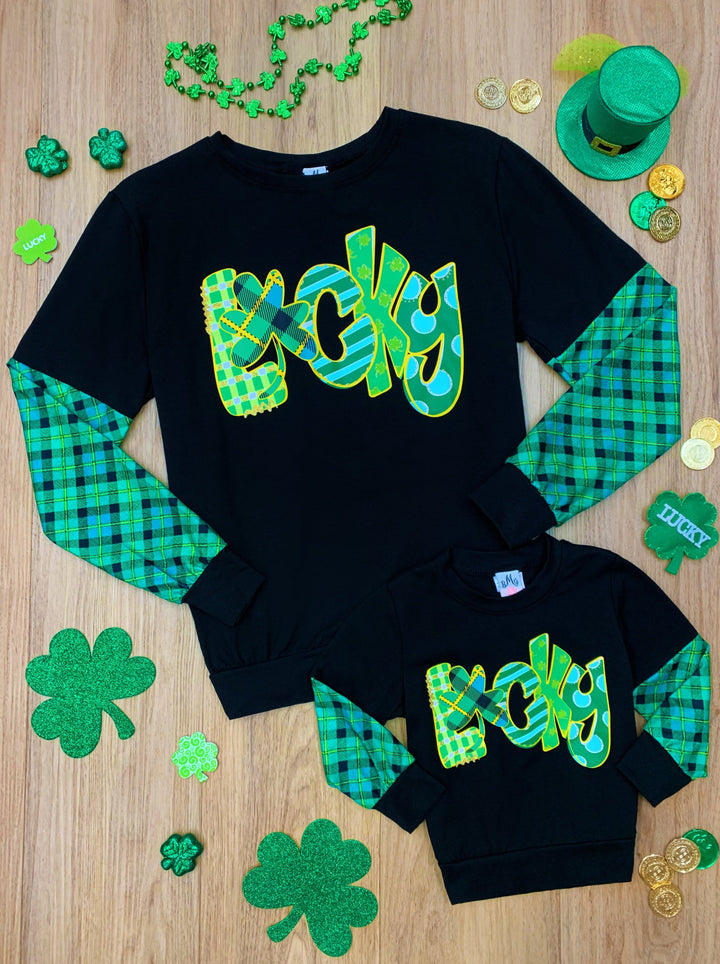 St. Patrick's Day Clothes | Mommy & Me Lucky Argyle Colorblock Top