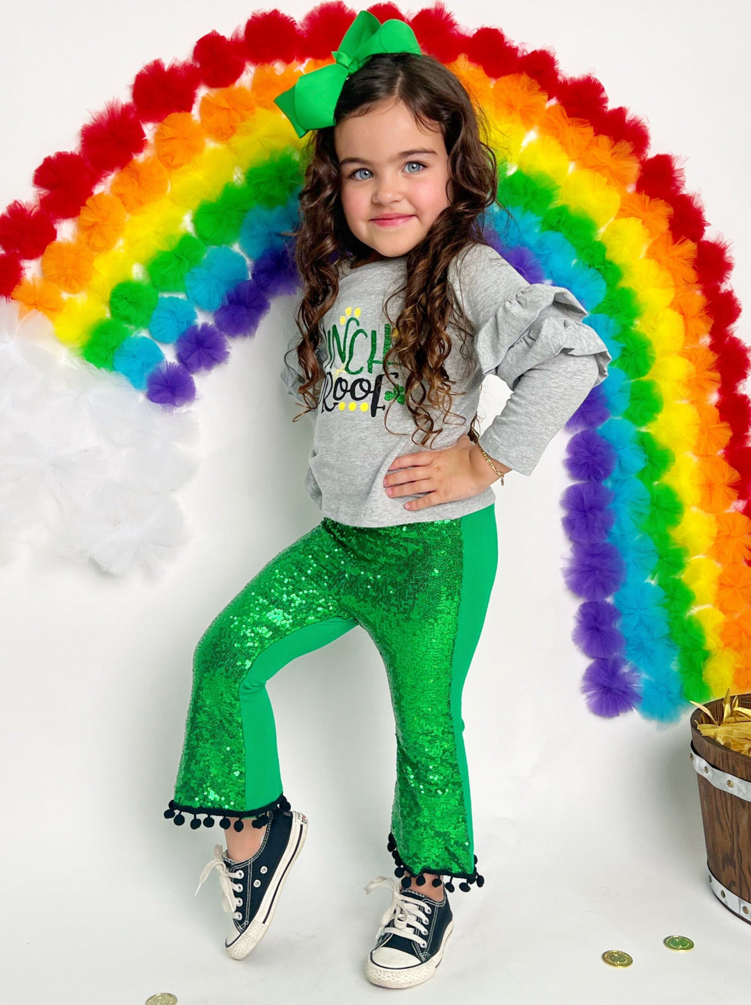 St. Patrick's Day Clothes | Girls Pinch Proof Top & Sequin Pants Set