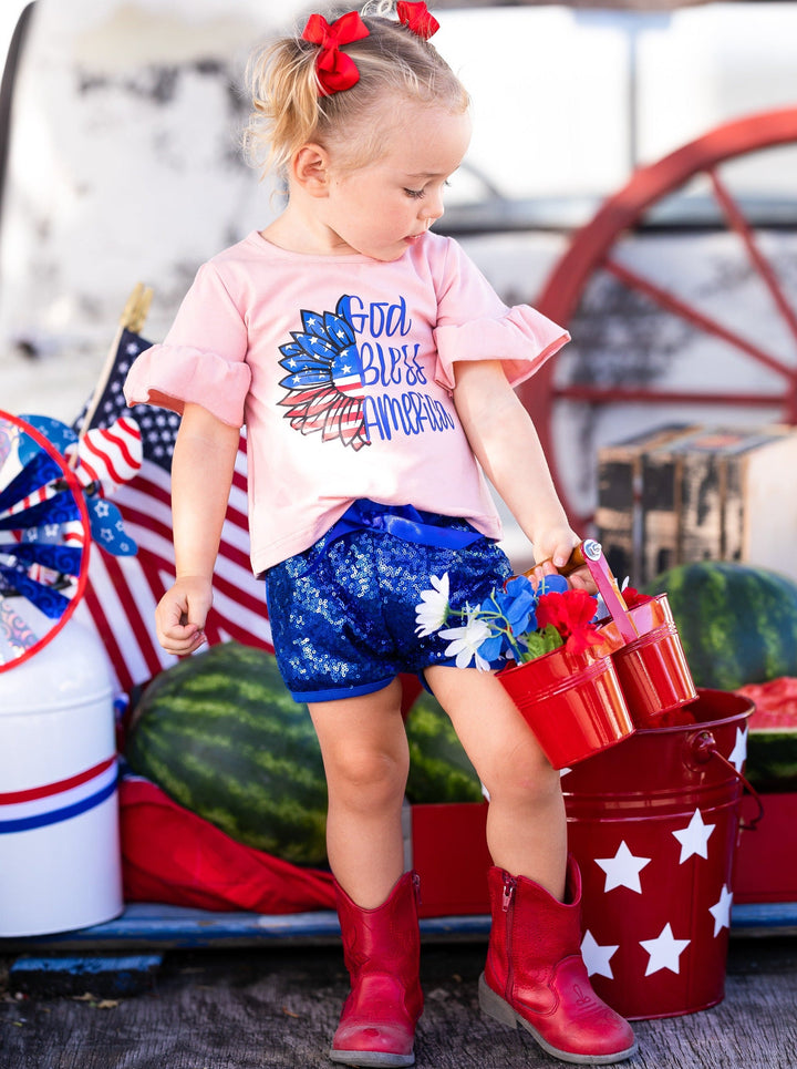 God Bless America Top and Sequin Shorts Set