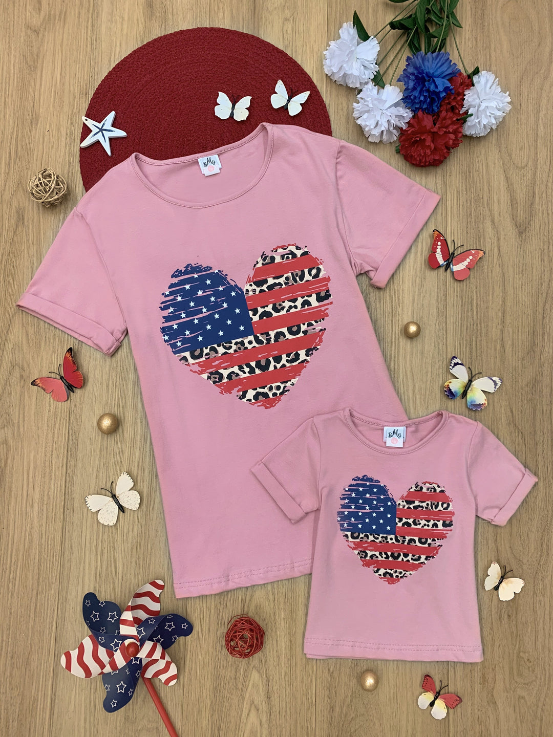 Mommy And Me US Flag Heart Top | Mia Belle Girls 4th Of July Top