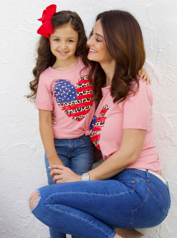 Mommy And Me US Flag Heart Top | Mia Belle Girls 4th Of July Top