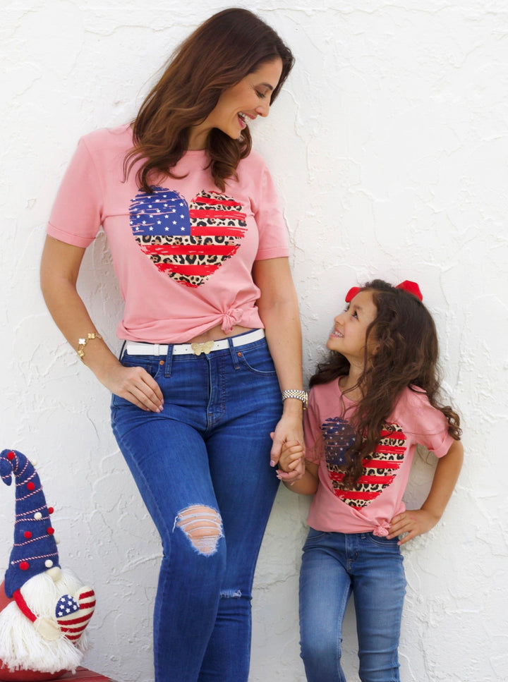 Mommy And Me US Flag Heart Top | Mia Belle Girls 4th Of July Top