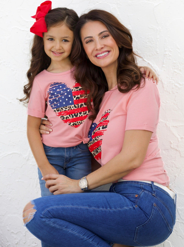 Mommy And Me US Flag Heart Top | Mia Belle Girls 4th Of July Top