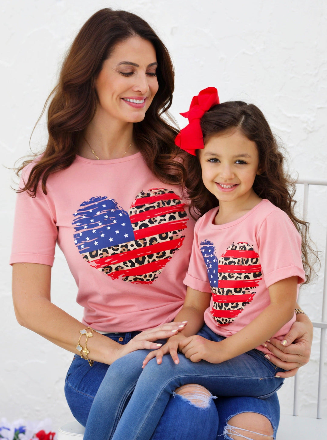 Mommy And Me US Flag Heart Top | Mia Belle Girls 4th Of July Top