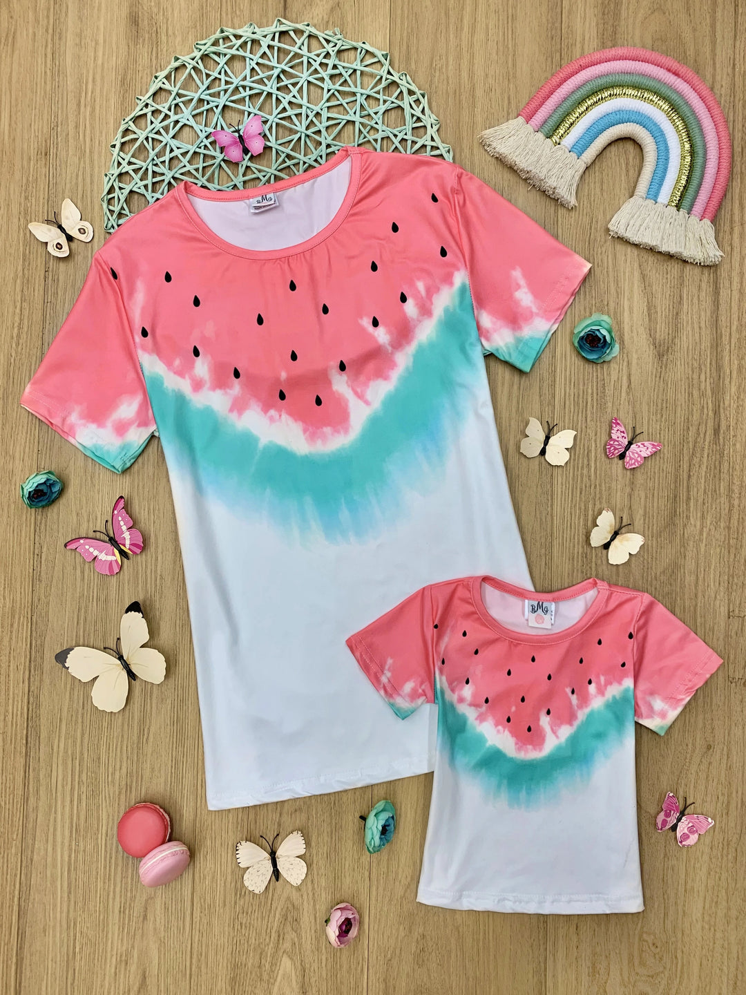 Mother-daughter top features a watermelon slice watercolor print