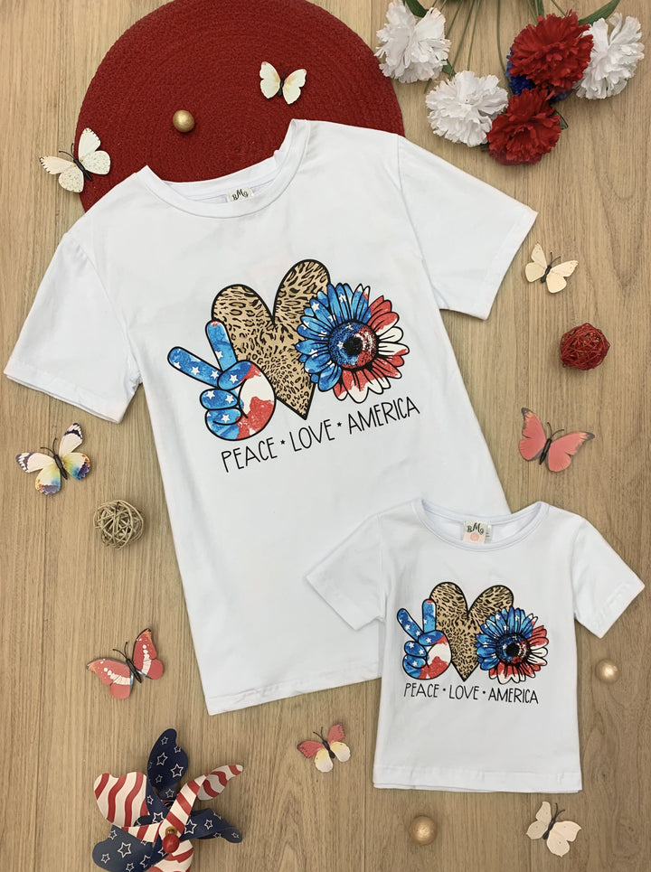 Mommy And Me Peace Love America Top | Mia Belle Girls 4th Of July Top