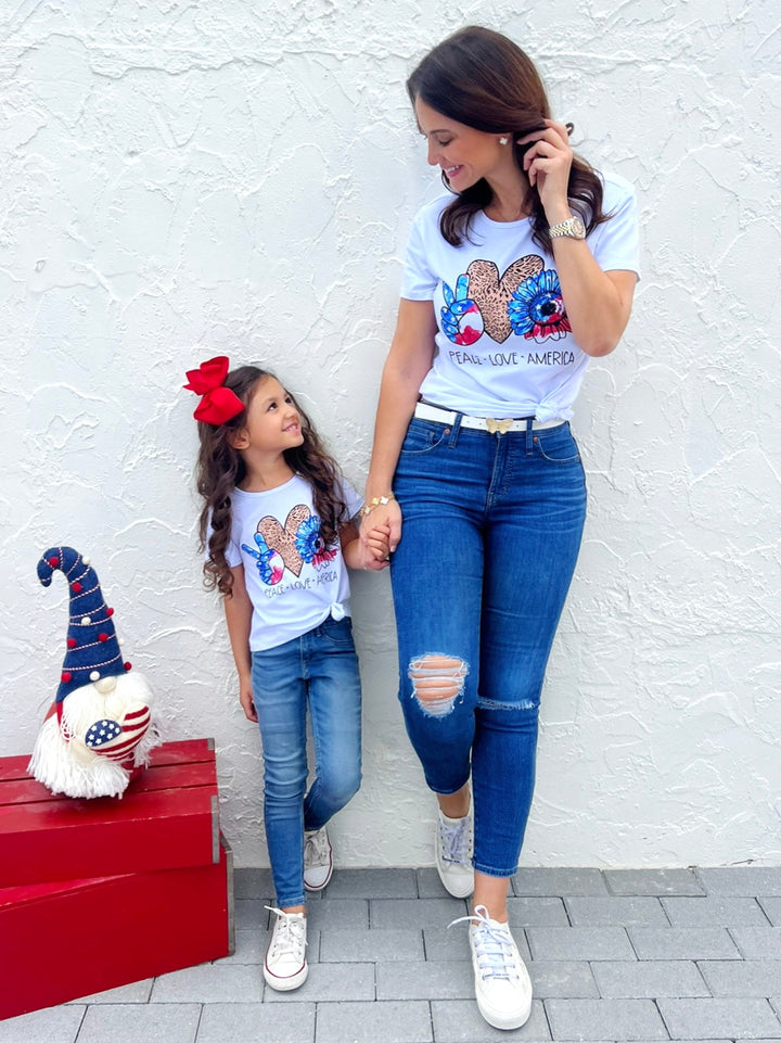 Mommy And Me Peace Love America Top | Mia Belle Girls 4th Of July Top