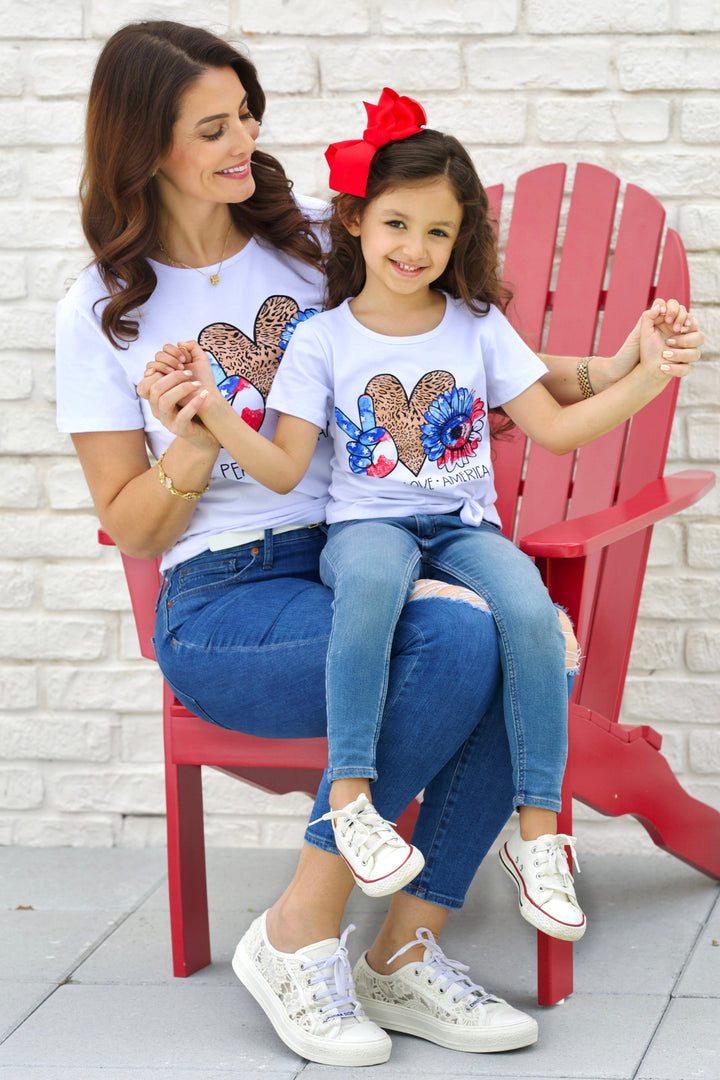 Mommy And Me Peace Love America Top | Mia Belle Girls 4th Of July Top