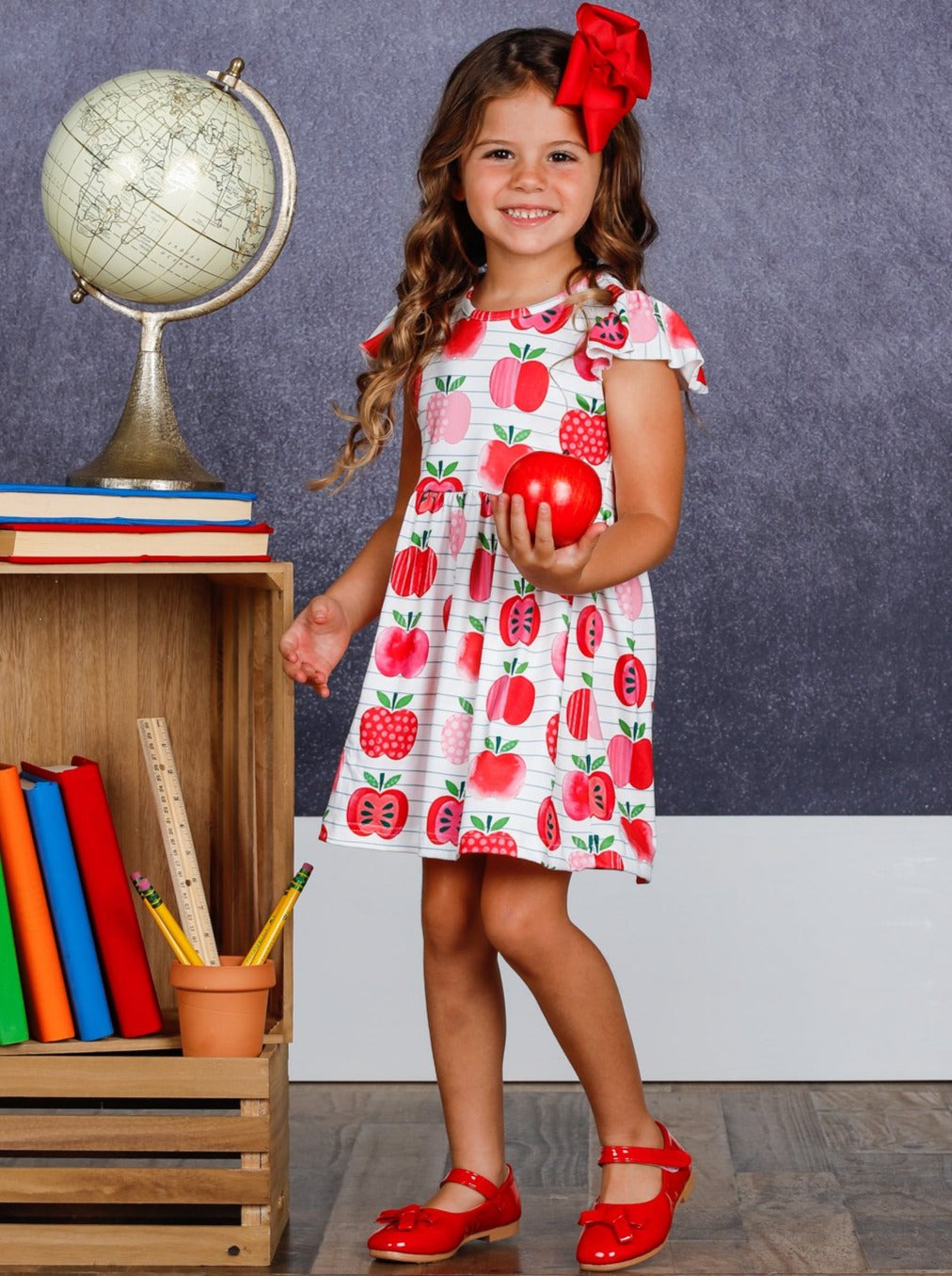 Back To School Dress | Apple Print Skater Dress | Mia Belle Girls