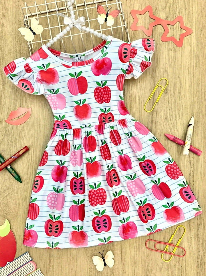 Back To School Dress | Apple Print Skater Dress | Mia Belle Girls