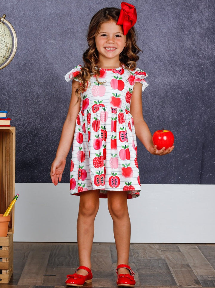 Back To School Dress | Apple Print Skater Dress | Mia Belle Girls