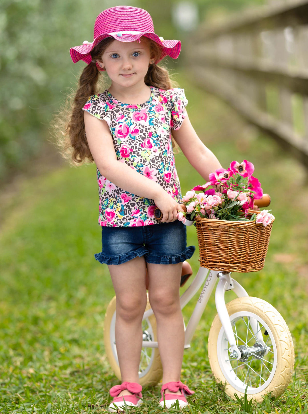 Spring Fashion For Girls | Leopard Floral Top & Denim Shorts Set