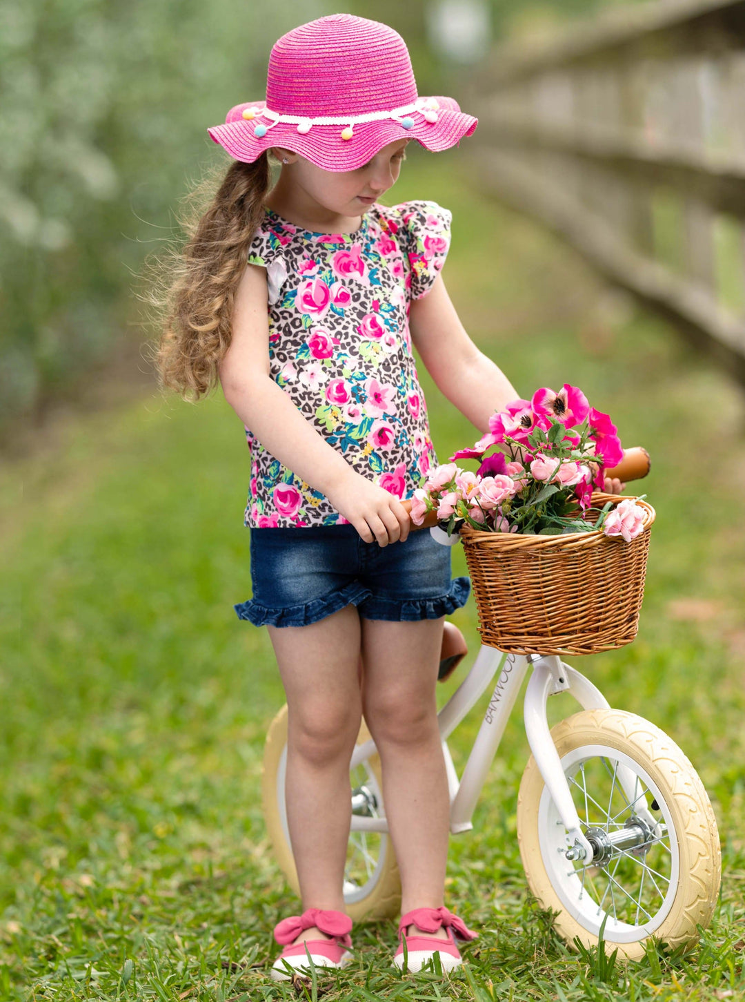 Spring Fashion For Girls | Leopard Floral Top & Denim Shorts Set