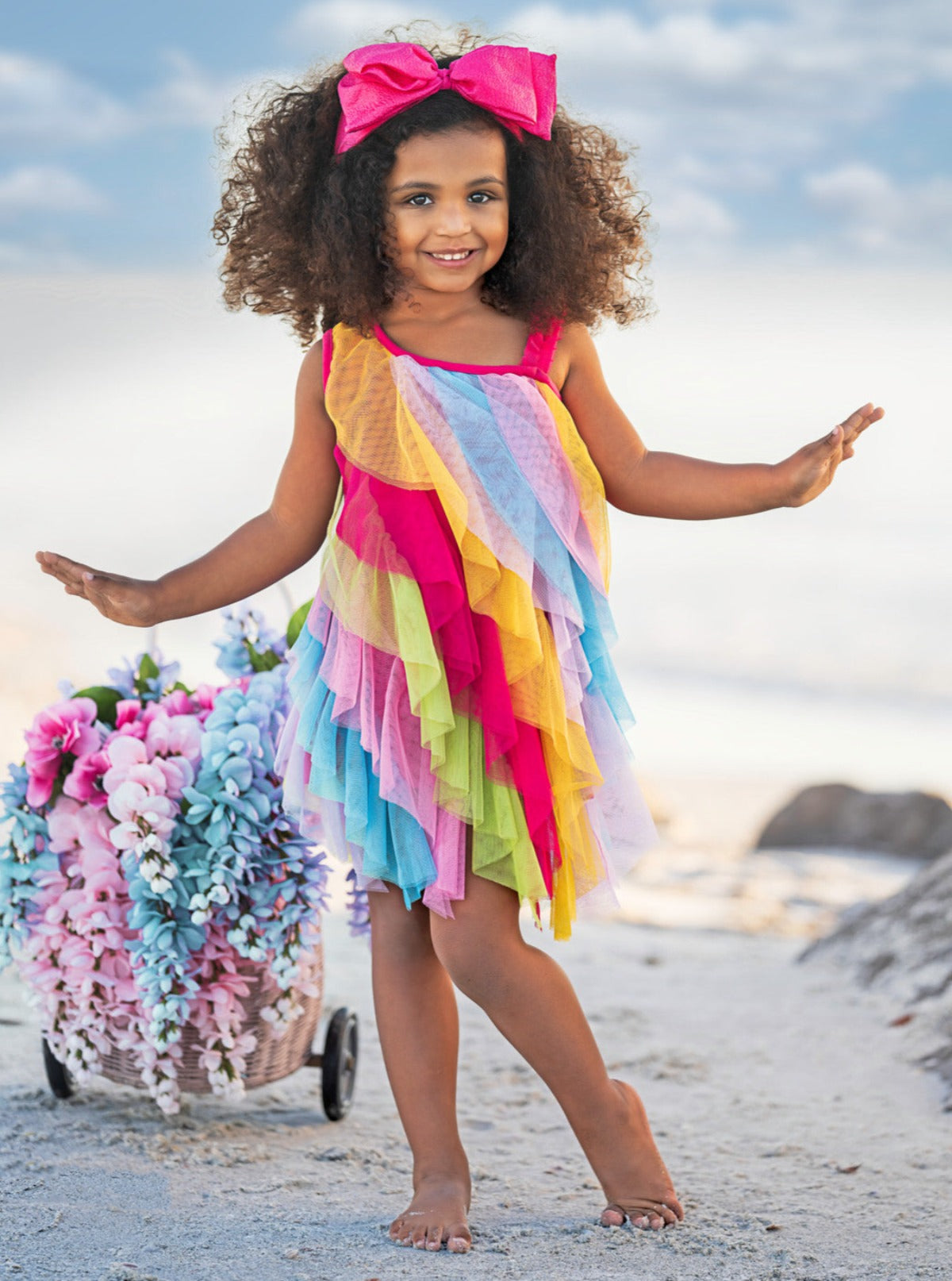 Girls Summer Dresses Rainbow Ruffle Dress Mia Belle Girls