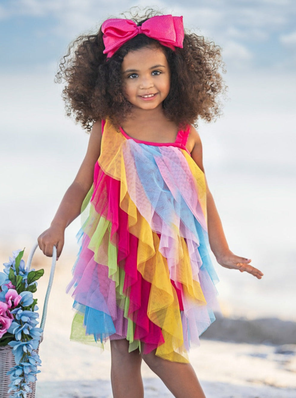 Girls Summer Dresses | Rainbow Ruffle Dress - Mia Belle Girls