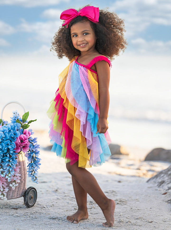 Girls Summer Dresses | Rainbow Ruffle Dress - Mia Belle Girls