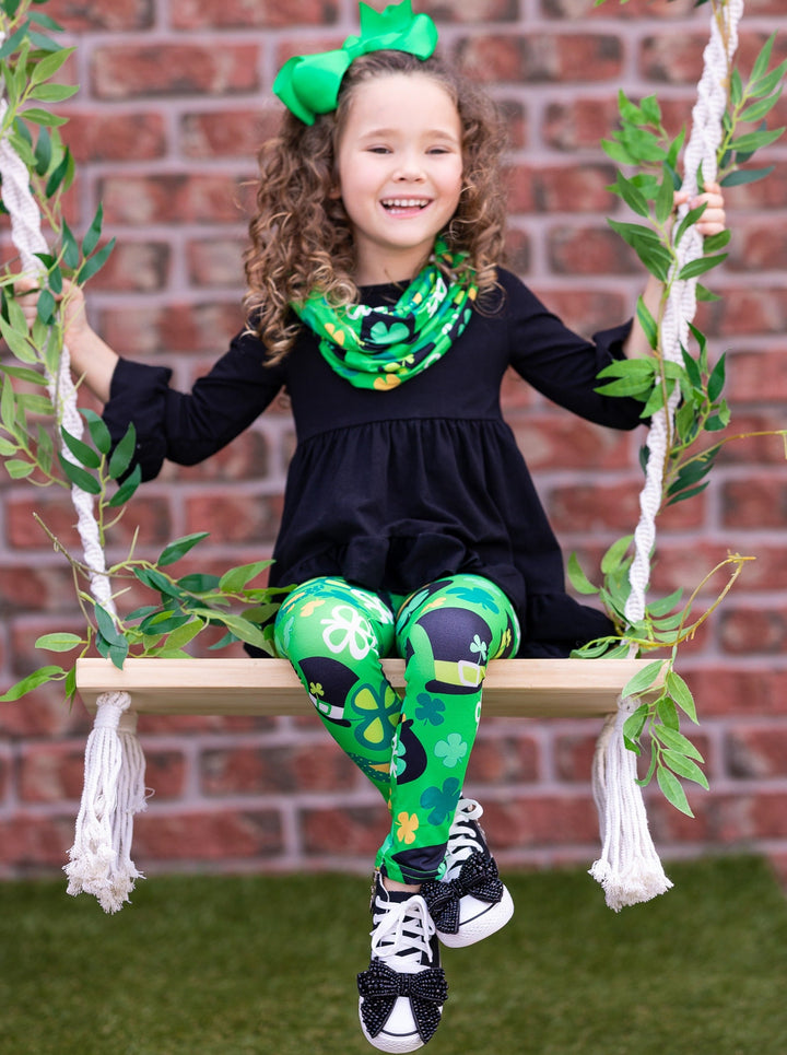 St. Patrick's Day Clothes | Leprechaun Hat Tunic, Scarf & Legging Set