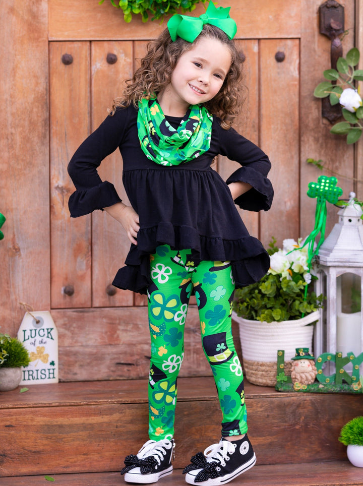 St. Patrick's Day Clothes | Leprechaun Hat Tunic, Scarf & Legging Set