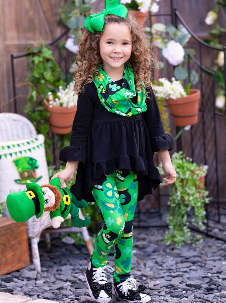 St. Patrick's Day Clothes | Leprechaun Hat Tunic, Scarf & Legging Set