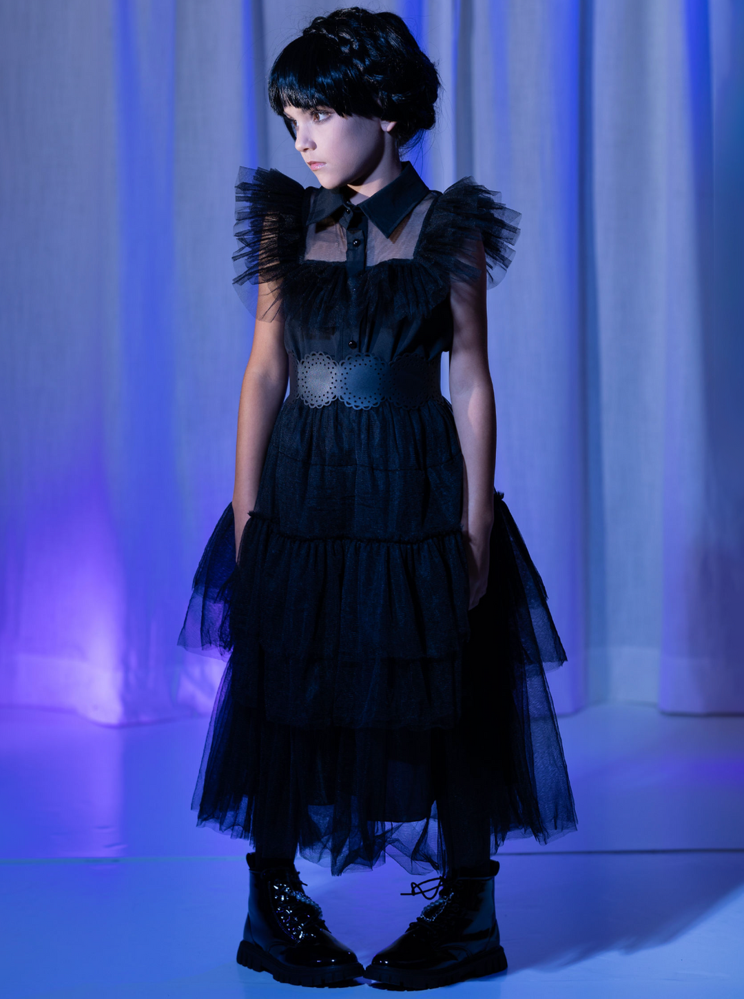 Girls Halloween Costumes | Prom Dance Wednesday Black Tulle Dress