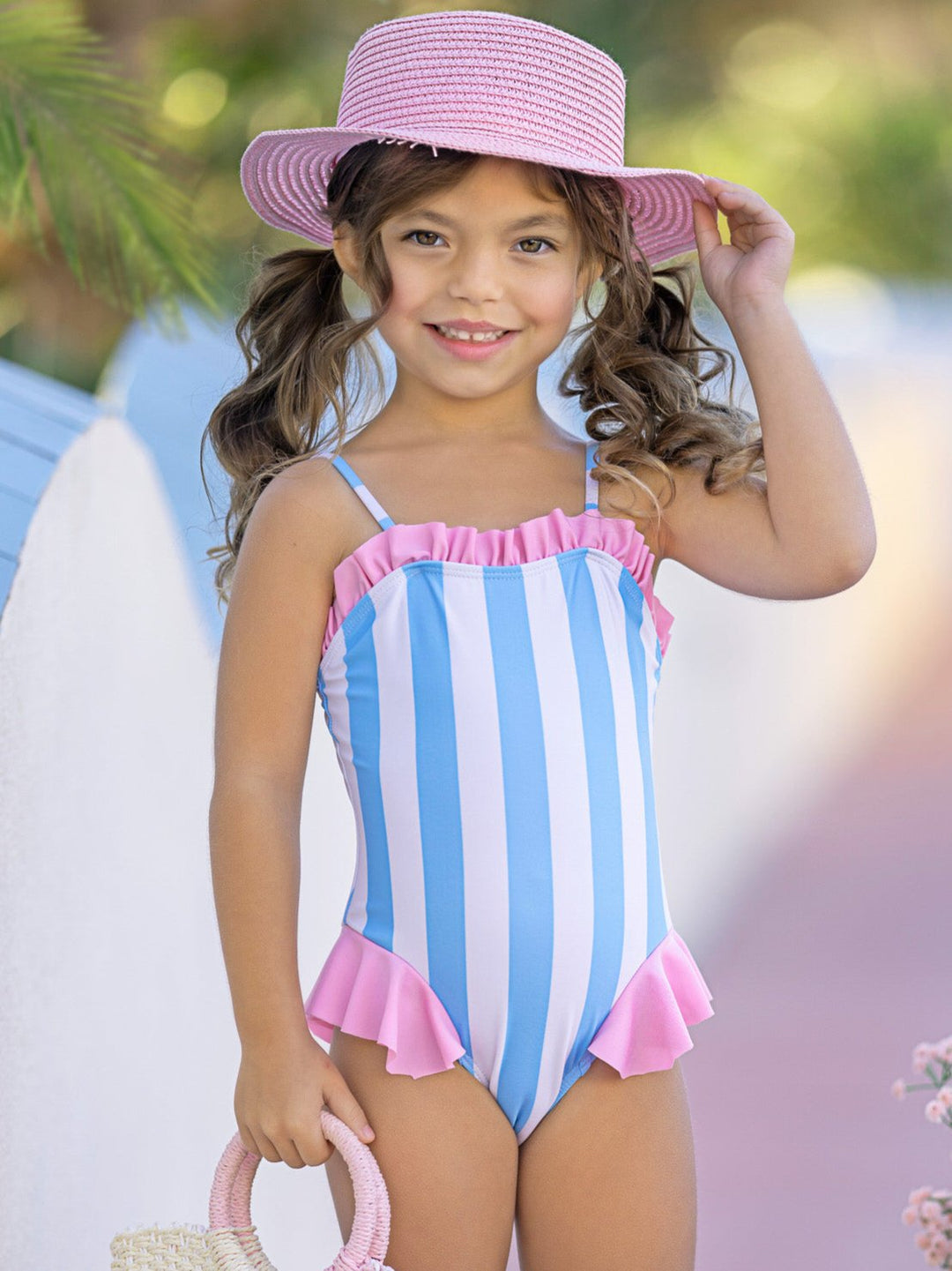 Seaside Stripes Ruffle One-Piece Swimsuit