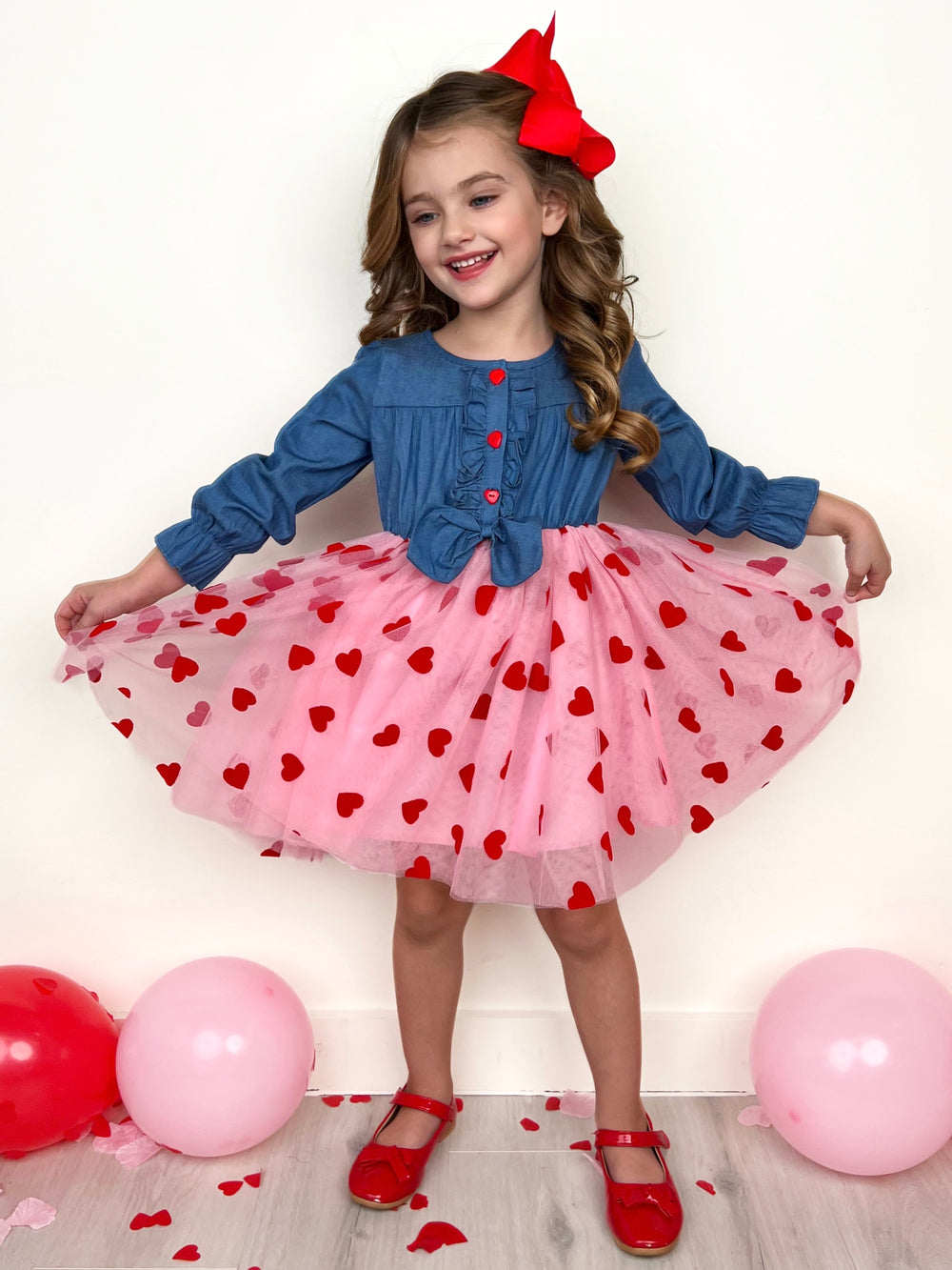 Twirl Into My Heart Chambray Tutu Dress