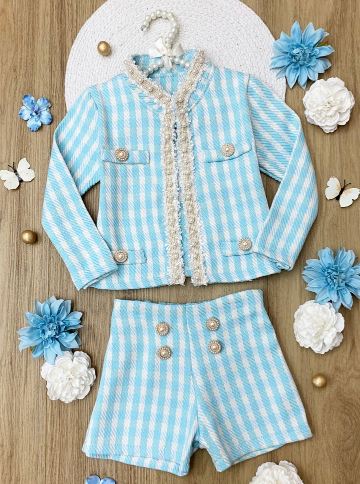 Mia Belle Girls Matching Blazer & Short Set | Girls Elevated Casual