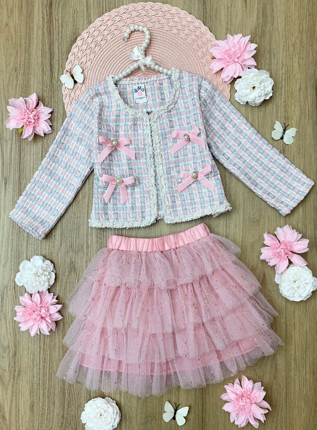 Mia Belle Girls Blazer And Tutu Skirt Set | Girls Preppy Chic Sets