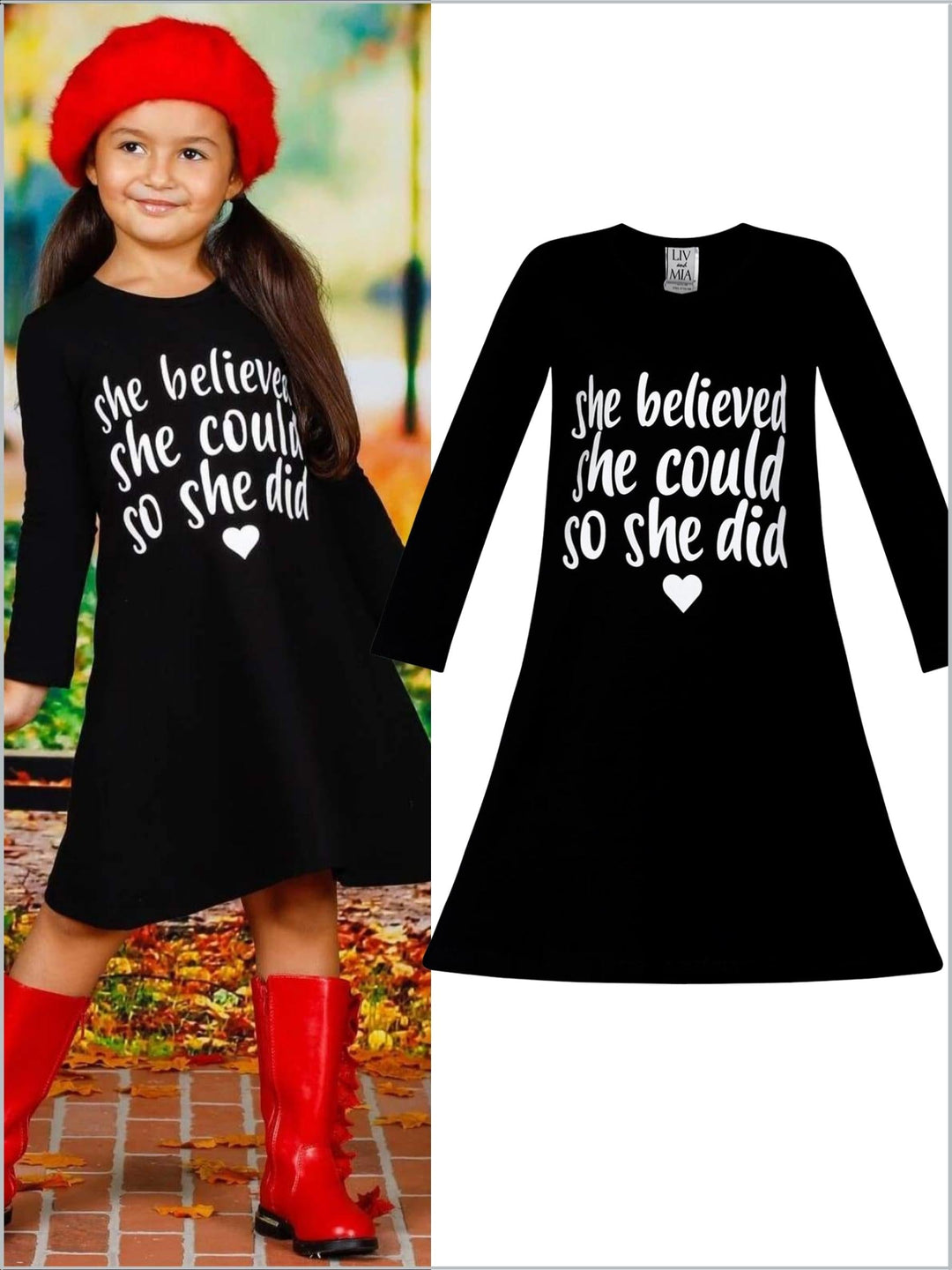 Little Girls Cute Inspirational Quote A-Line Dress - Mia Belle Girls