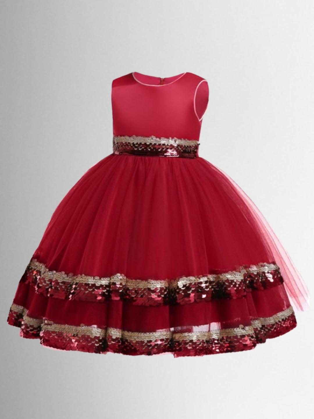 Girls Winter Formal Dress | Tiered Sequined Tulle Holiday Dress