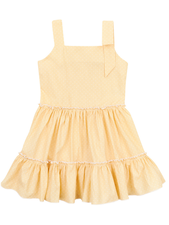 KidsCouture x Mia Belle Girls Yellow Polka Dot Smocked Ruffle Dress Size 5/10