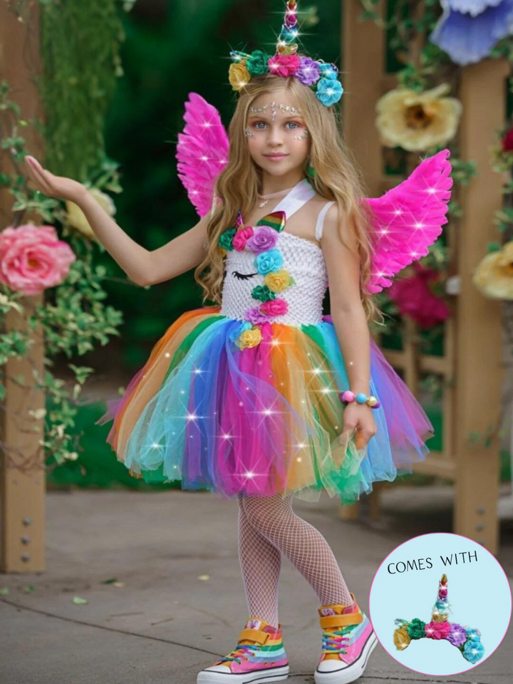 Girls The Unicorn of Light LED Tutu Dress and Headband Set Costume