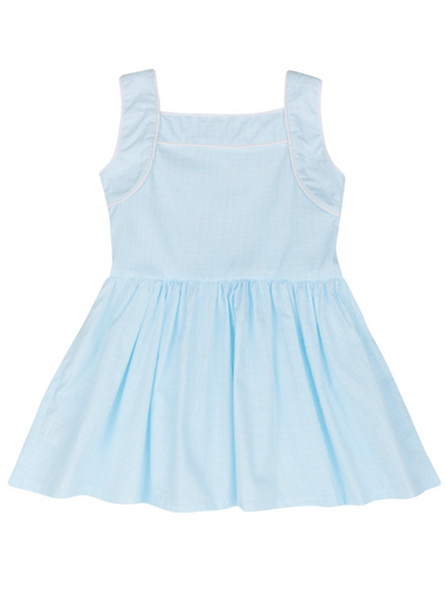 Kids Couture x Mia Belle Girls Light Blue Mirco Dot Ruffle Dress Size 4/10