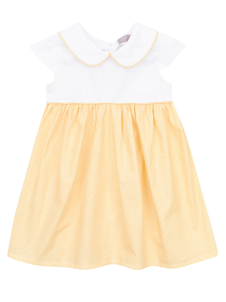 KidsCouture x Mia Belle Girls Collared Yellow Polka Dot Dress Size 5/11