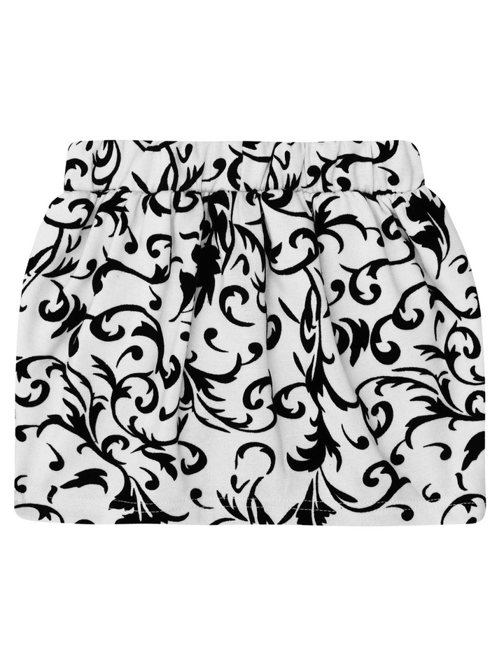 KidsCouture x Mia Belle Girls White Black Velvet Brocade Vine Skirt