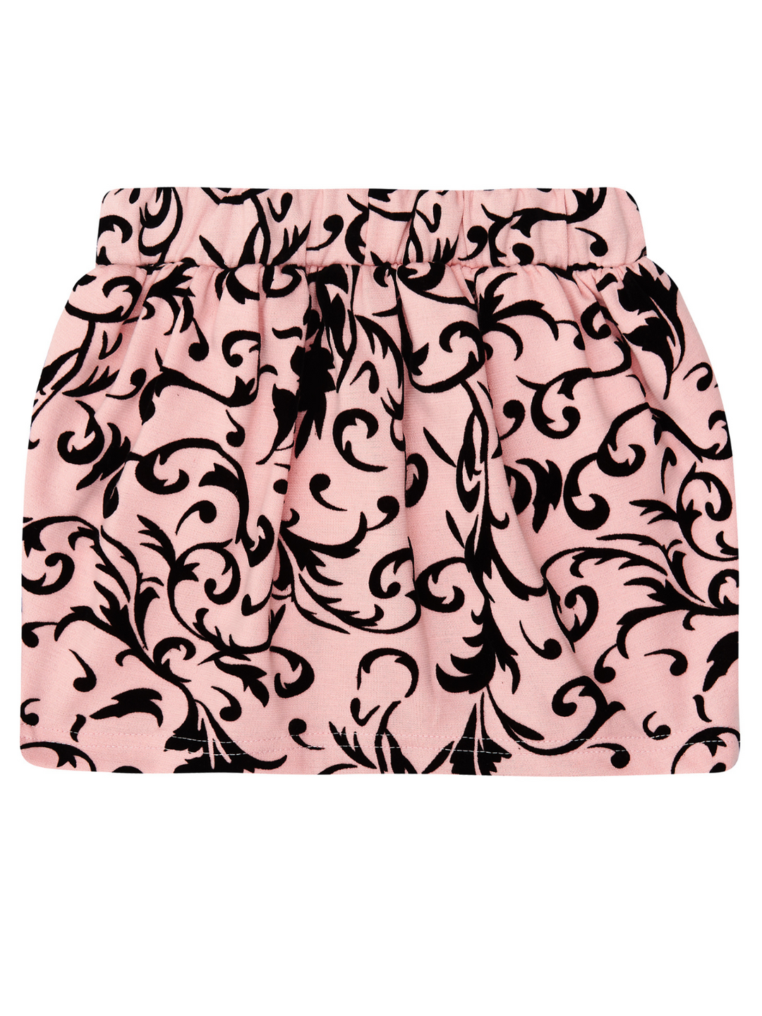 Kids Couture x Mia Belle Girls Pink Black Velvet Brocarde Vine Skirt