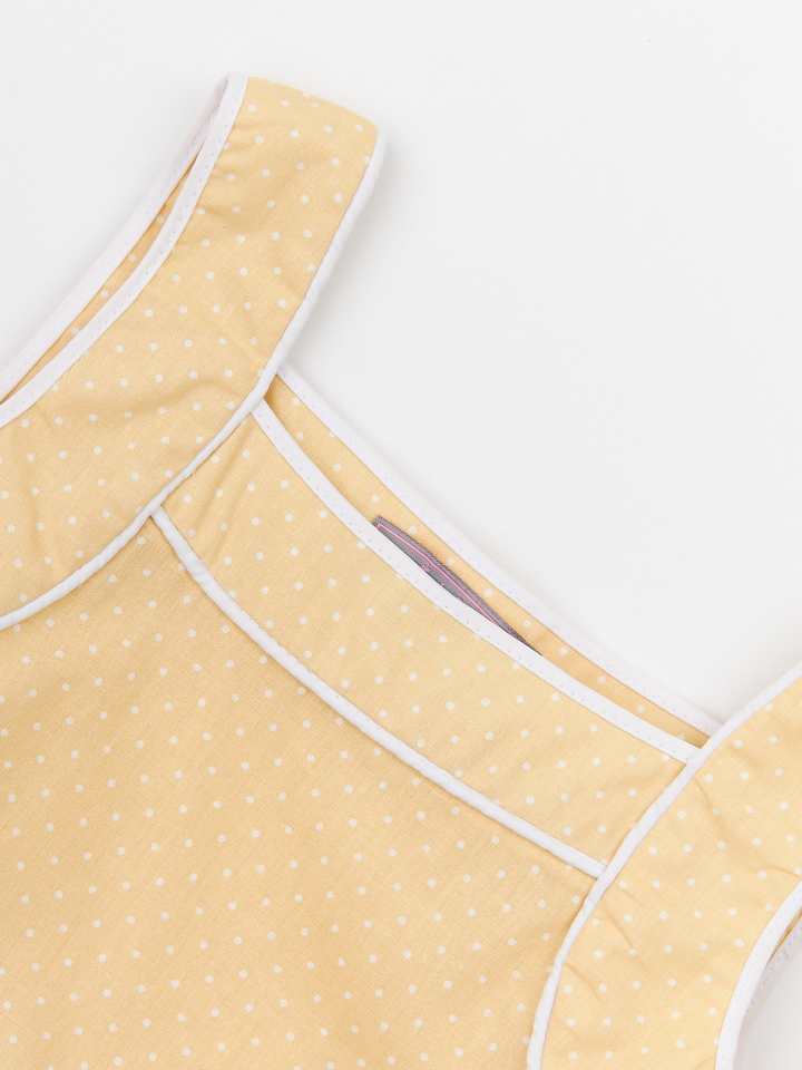 Kids Couture x Mia Belle Girls Yellow Polka Dot Mini Dress