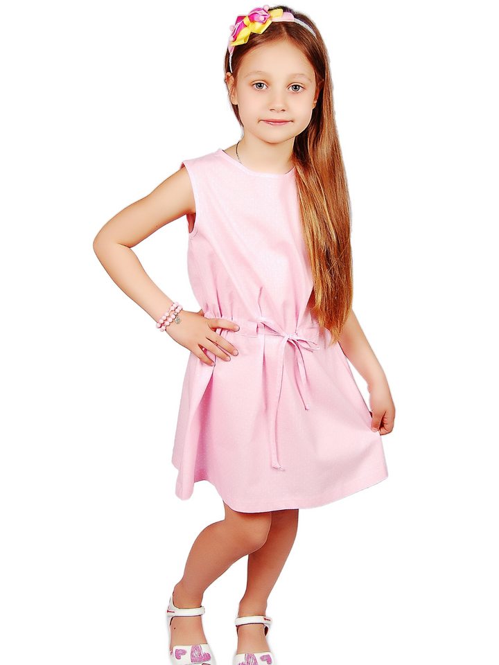 Kids Couture x Mia Belle Girls Pink Polka Dot Drawstring Dress