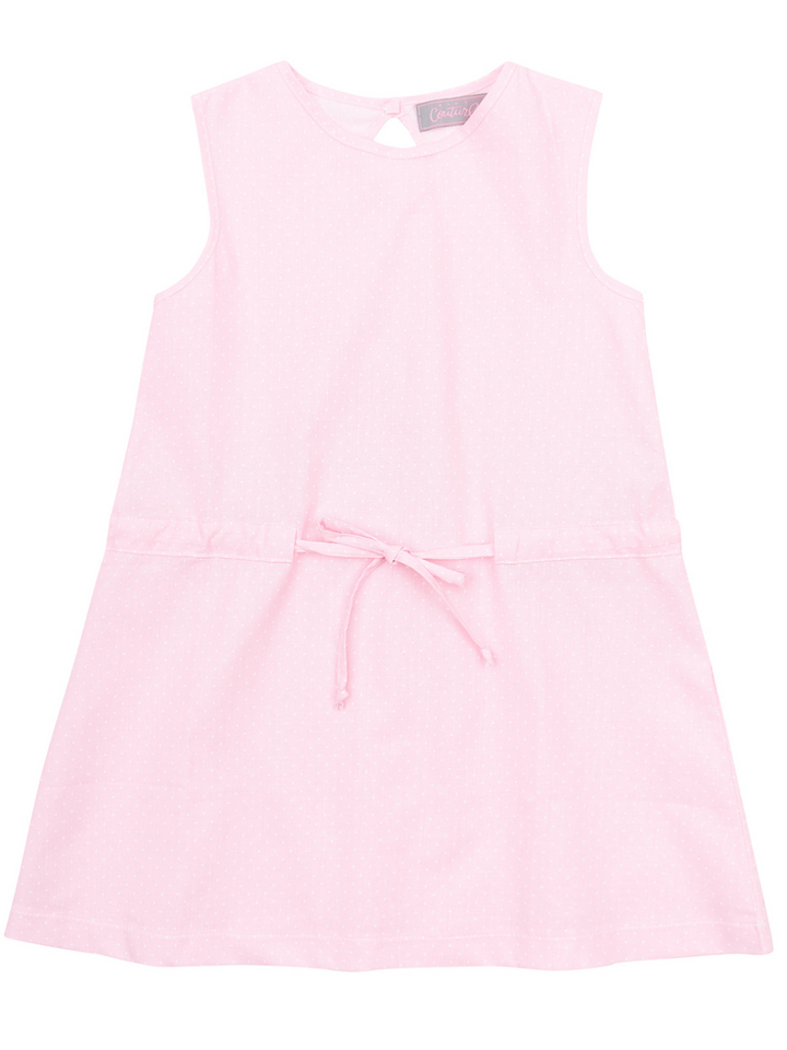 Kids Couture x Mia Belle Girls Pink Polka Dot Drawstring Dress