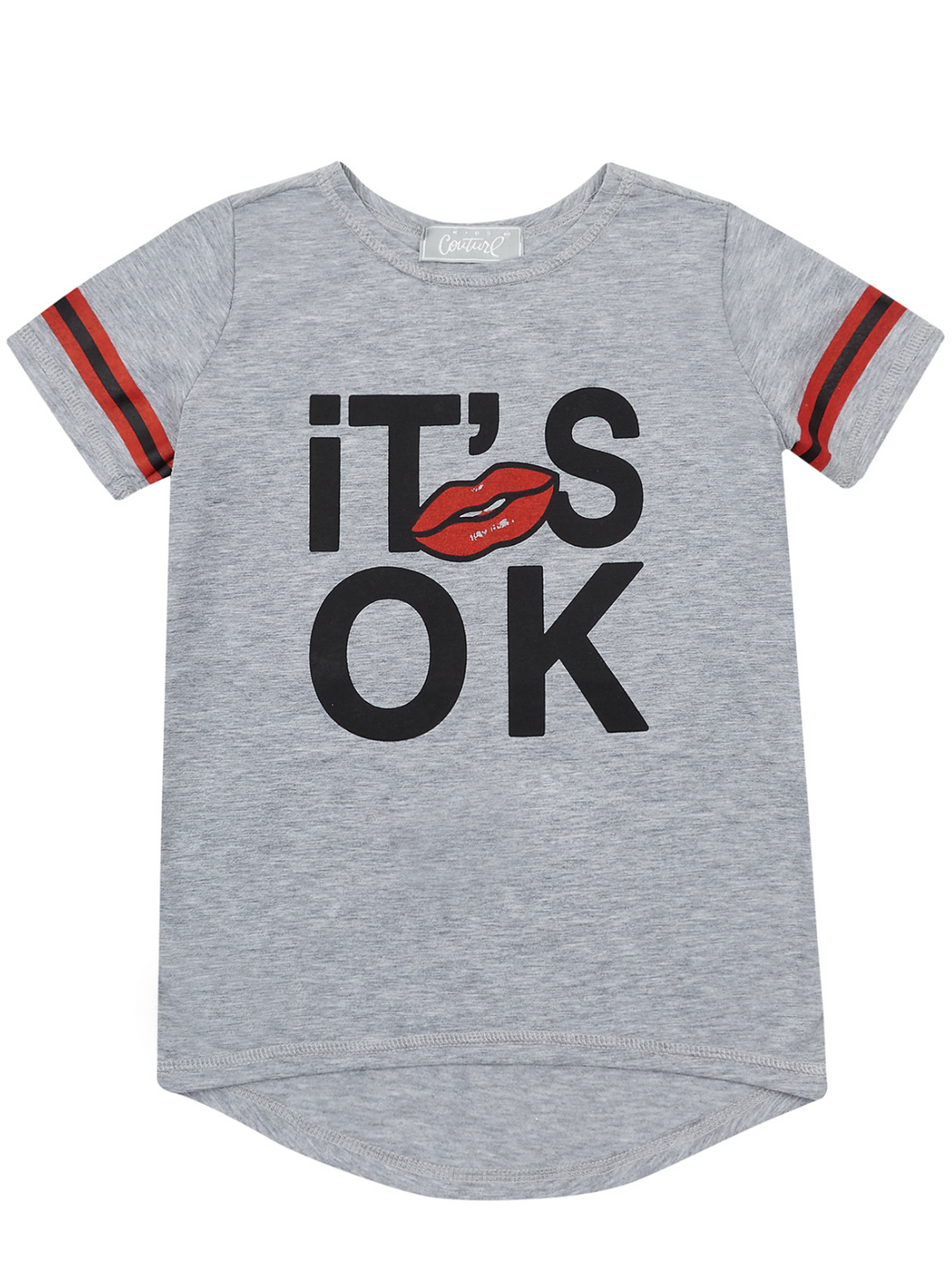 Kids Couture x Mia Belle Girls Grey It's OK Hi-Lo Top Size 5/10