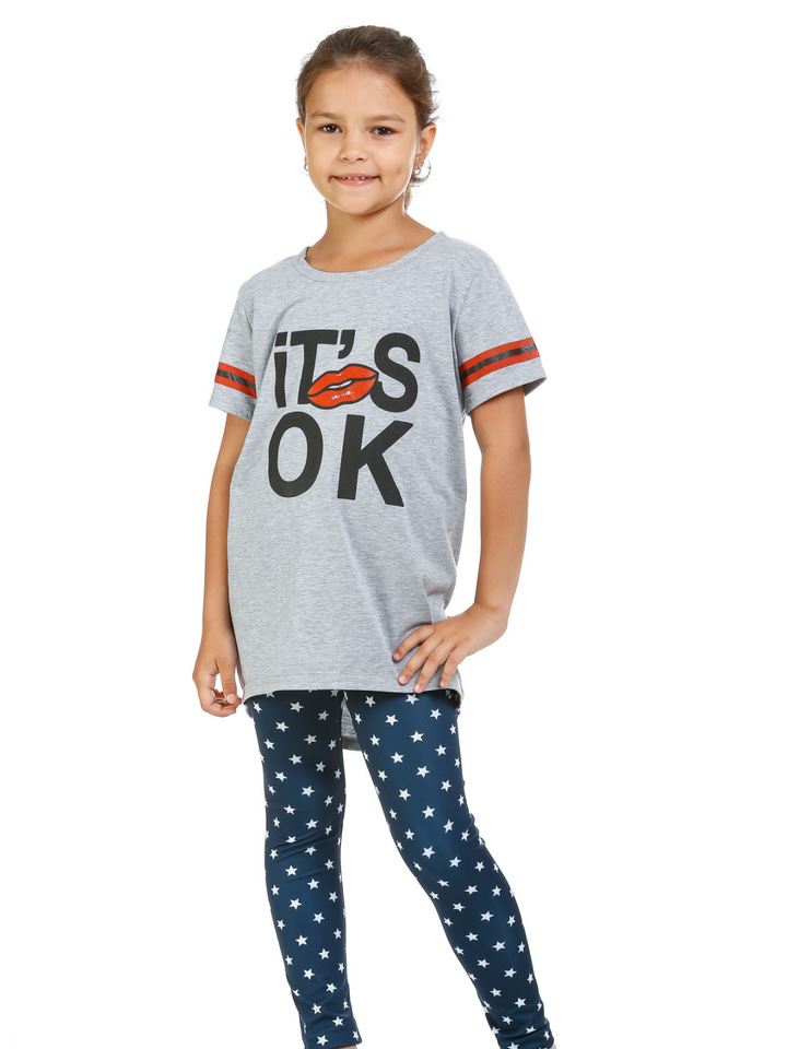 Kids Couture x Mia Belle Girls Grey It's OK Hi-Lo Top Size 5/10