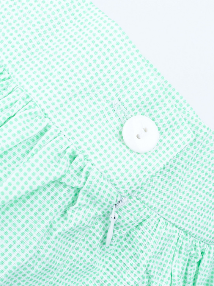 Kids Couture x Mia Belle Girls Green Gingham Tennis Skirt