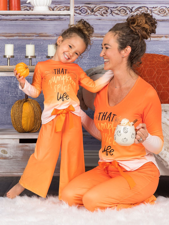 Mommy & Me Pajamas | That Pumpkin Spice Life Pajamas - Mia Belle Girls