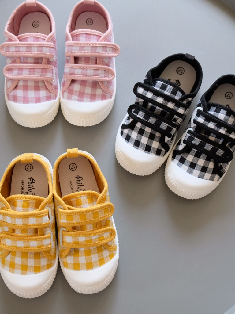 Back To School Shoes | Plaid Velcro Strap Sneakers | Mia Belle Girls