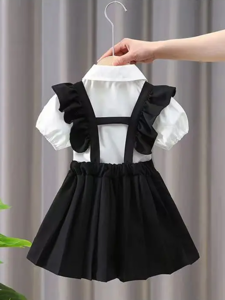 Girls Ruffled Sleeve Shirt and Cotton Dress