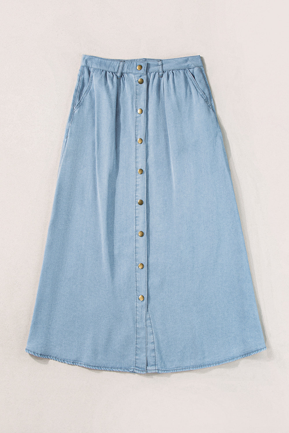 Womens  Fully Buttoned Long Denim Skirt