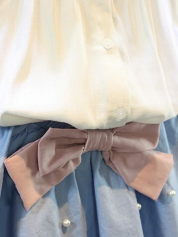 Cute Outfits For Girls | Eyelet Blouse & Pearl Pleated Skirt Set