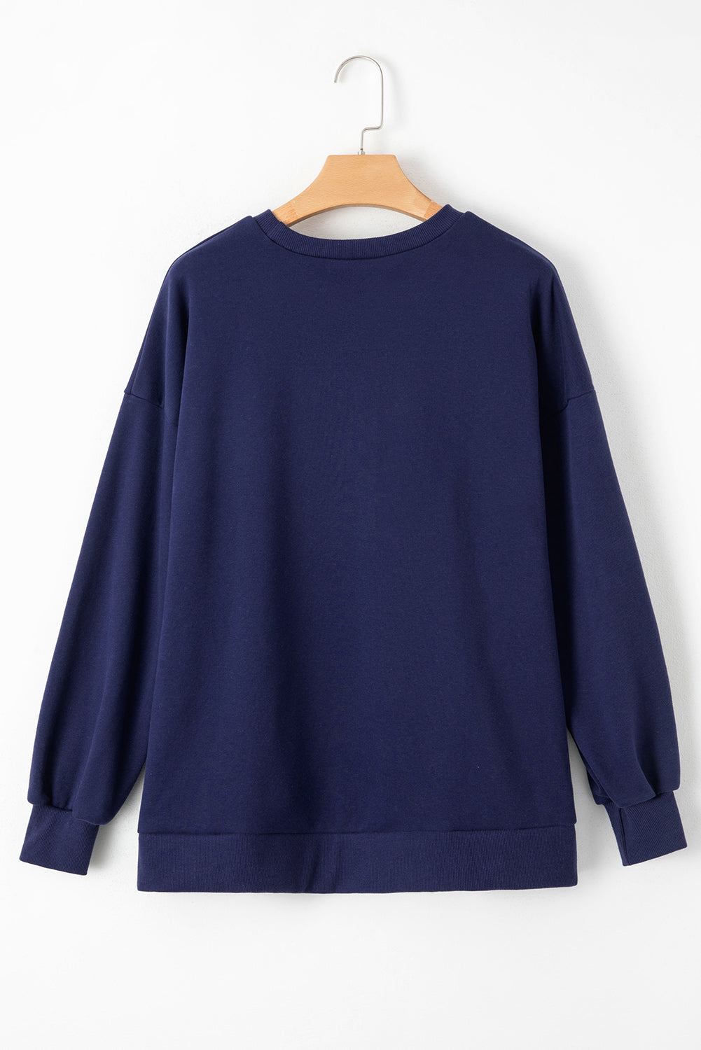 Womens Navy Fleece Lined Drop Shoulder Top